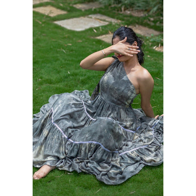LoLo JoJo Tier Satin Dress | Stylish Flowy Party Wear Dress for Women – Womens Dress on Brown Living™. SKU: TMS0160-XS. Img 5.