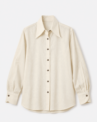 Long Collar Shirt – Modern Statement Collar Shirt for Effortless Style – Womens Shirt on Brown Living™. SKU: ACB2026008. Img 1.