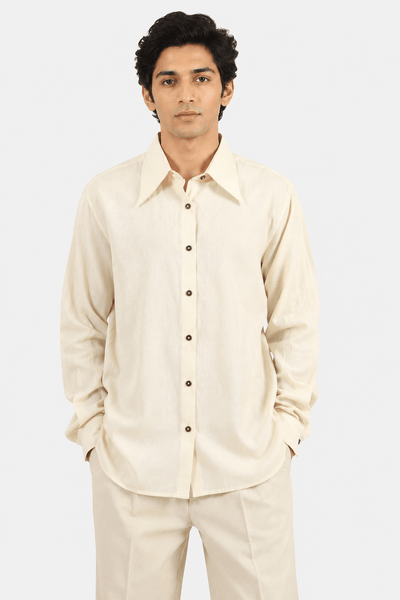 Long Collar Shirt – Modern Statement Collar Shirt for Effortless Style – Womens Shirt on Brown Living™. SKU: ACB2026008. Img 4.