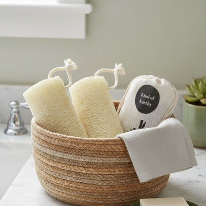 Long Natural Gourd Loofah (Pack of 2) | Plant Based Body Scrubber – Body Scrub on Brown Living™. SKU: KOE-015-LL-2. Img 2.