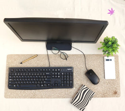 Long Rectangular Hemp Deskmat for Work Space ( Size: 12 x 31.5 inches) – Desk Accessories on Brown Living™. SKU: HI0301. Img 1.