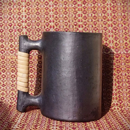 Longpi Black Pottery Beer Mug Large - Round – Bar Glassware on Brown Living™. SKU: SACHII006. Img 1.