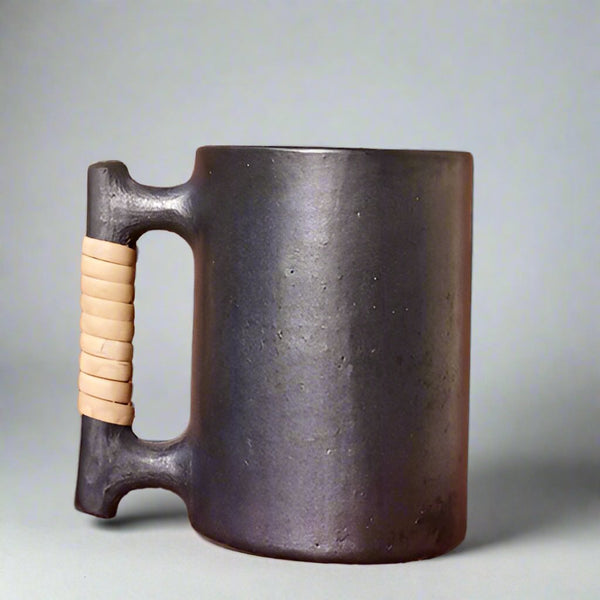 Longpi Black Pottery Beer Mug Large - Round | Verified Sustainable by Brown Living™