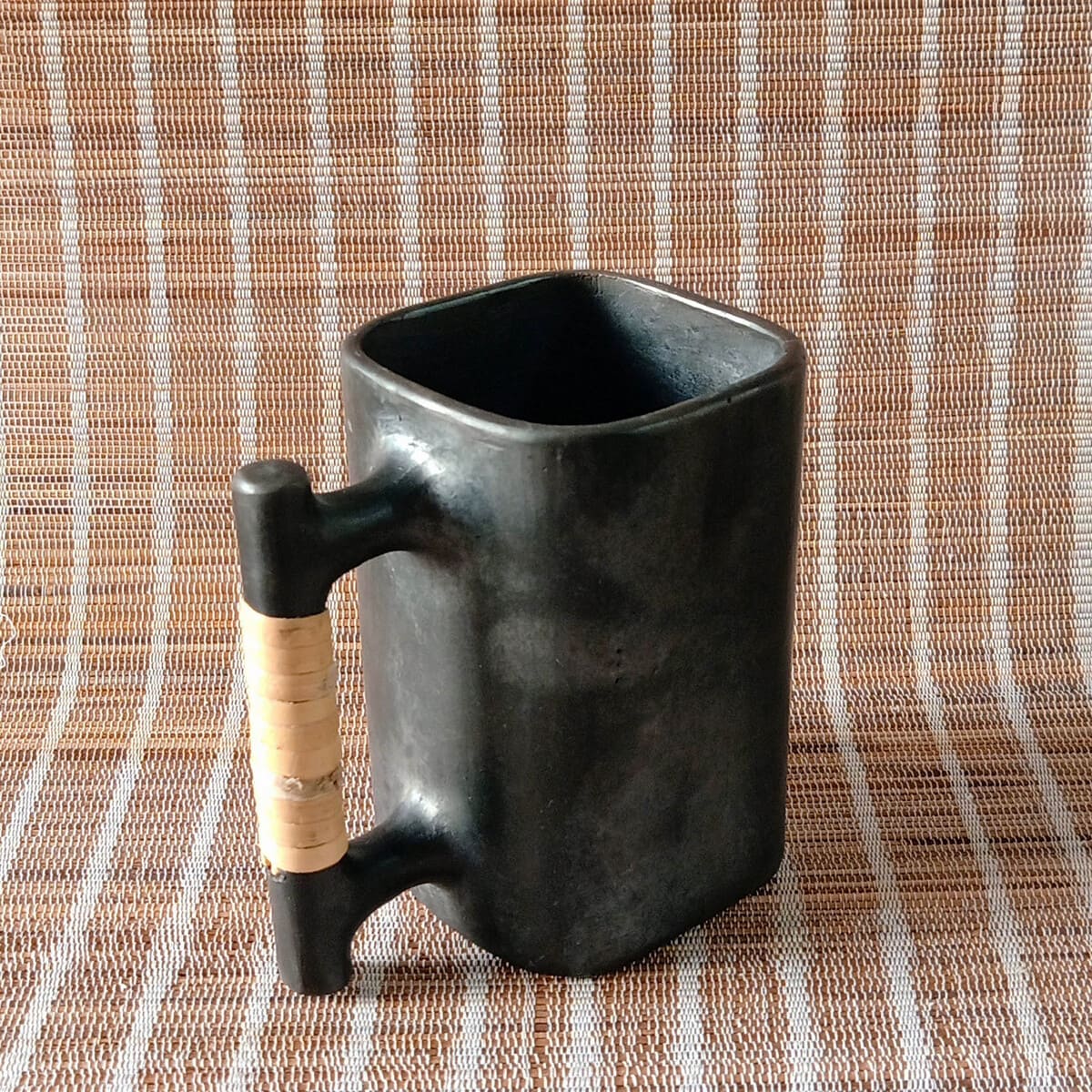 Longpi Black Pottery Beer Mug Large - Square – Bar Glassware by Terracotta by Sachii available on Brown Living™. . SKU: SACHII0061. Img 3.