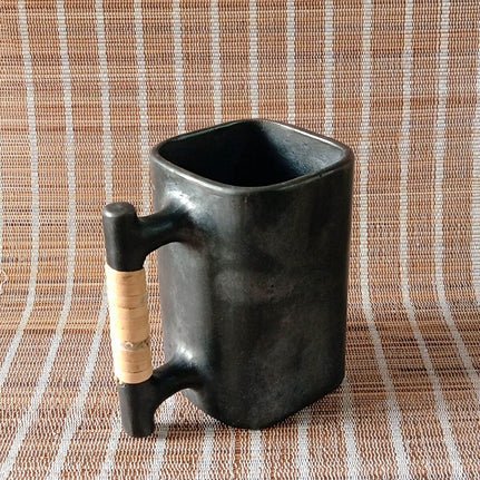 Longpi Black Pottery Beer Mug Large - Square | Verified Sustainable by Brown Living™