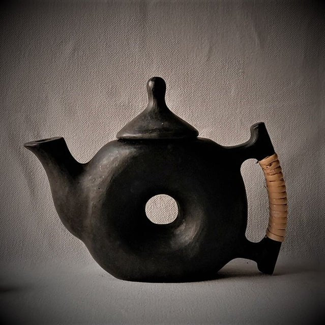 Longpi Black Pottery Chakra Teapot | Verified Sustainable by Brown Living™