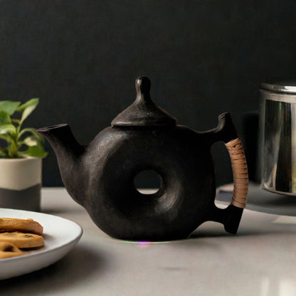 Longpi Black Pottery Chakra Teapot | Verified Sustainable by Brown Living™