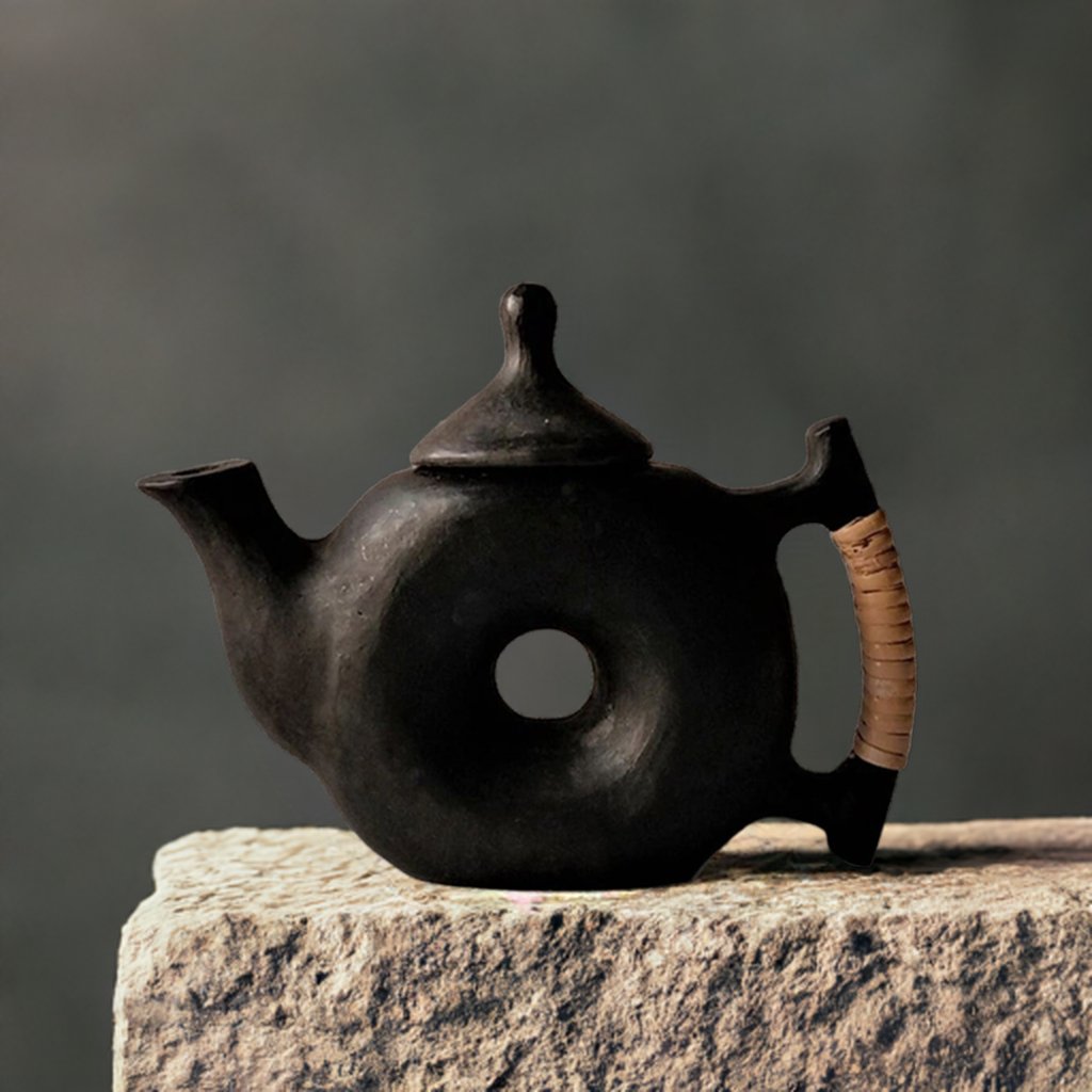 Longpi Black Pottery Chakra Teapot | Verified Sustainable by Brown Living™