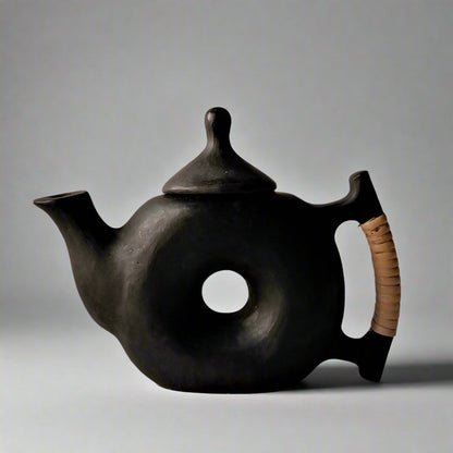 Longpi Black Pottery Chakra Teapot | Verified Sustainable by Brown Living™