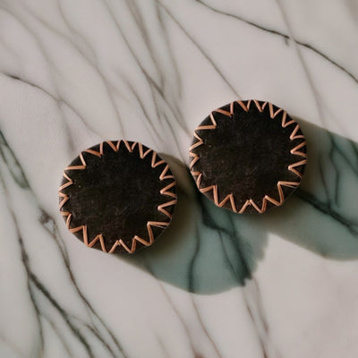 Longpi Black Pottery Coasters Round - Set of 2 – Coasters on Brown Living™. SKU: SACHII001S. Img 1.