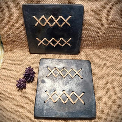 Longpi Black Pottery Coasters Square - Set of 2 – Coasters on Brown Living™. SKU: SACHII001SS. Img 5.