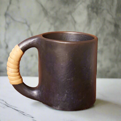 Longpi Black Pottery Coffee Mug Large - Round | Verified Sustainable by Brown Living™