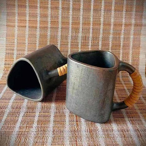 Longpi Black Pottery Trikon Coffee Mug - Large | Verified Sustainable by Brown Living™