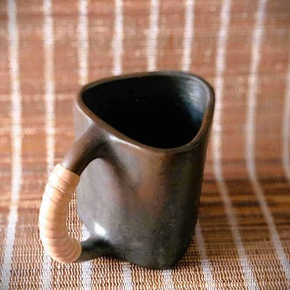 Longpi Black Pottery Trikon Coffee Mug - Large | Verified Sustainable by Brown Living™