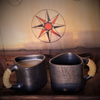 Longpi Black Pottery Trikon Coffee Mug - Small - Set of 2 – Mugs on Brown Living™. SKU: SACHII0161T1. Img 3.