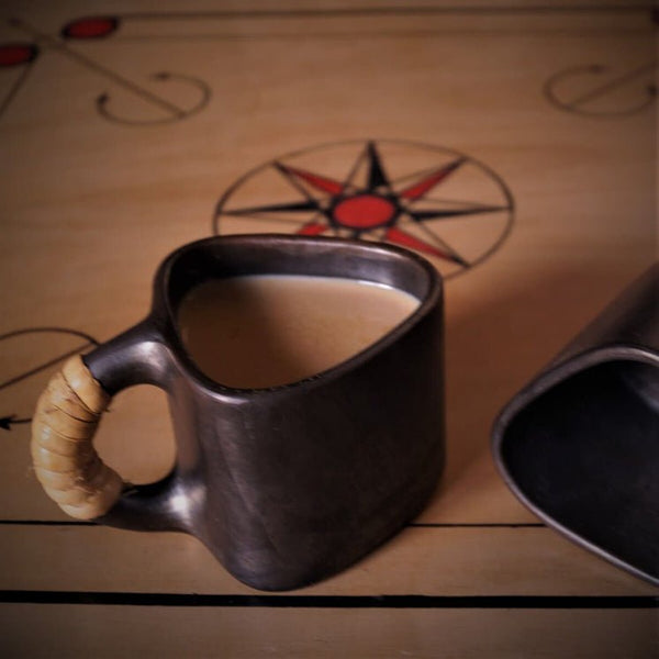 Longpi Black Pottery Trikon Coffee Mug - Small | Verified Sustainable by Brown Living™