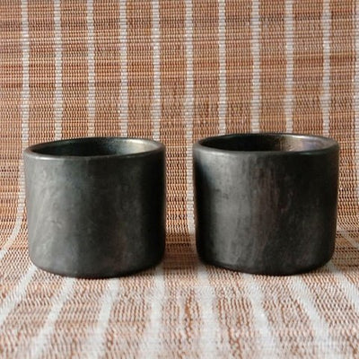 Longpi Black Pottery Tumblers Small - Set of 2 – Glasses & Tumblers on Brown Living™. SKU: SACHII016T1. Img 1.