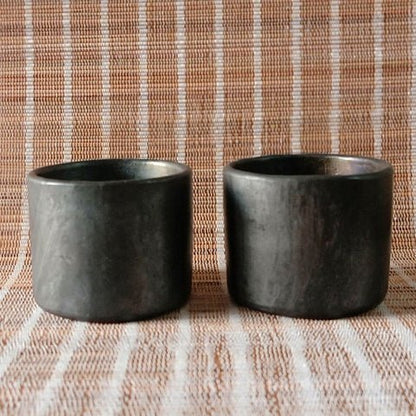 Longpi Black Pottery Tumblers Small - Set of 2 | Verified Sustainable by Brown Living™