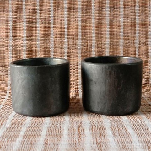 Longpi Black Pottery Tumblers Small - Set of 2 | Verified Sustainable Glasses & Tumblers on Brown Living™