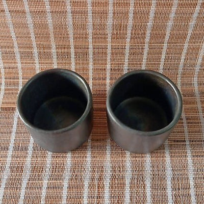 Longpi Black Pottery Tumblers Small - Set of 2 – Glasses & Tumblers on Brown Living™. SKU: SACHII016T1. Img 2.