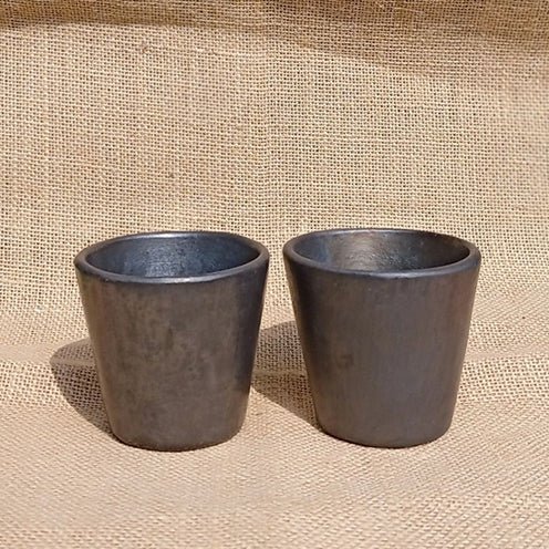 Longpi Black Pottery Tumblers - Trapezium Small - Set of 2 | Verified Sustainable by Brown Living™