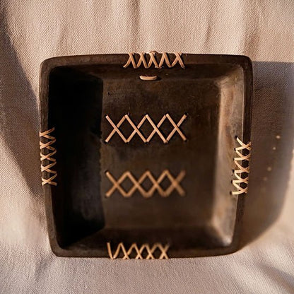 Longpi Black Pottery Wall Plate - Square | Verified Sustainable by Brown Living™