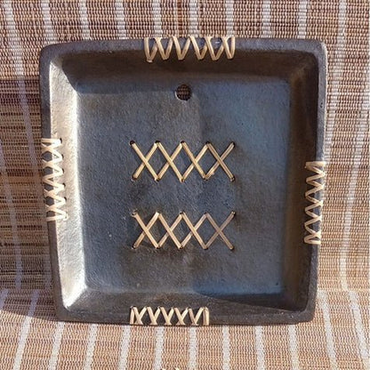 Longpi Black Pottery Wall Plate - Square | Verified Sustainable by Brown Living™