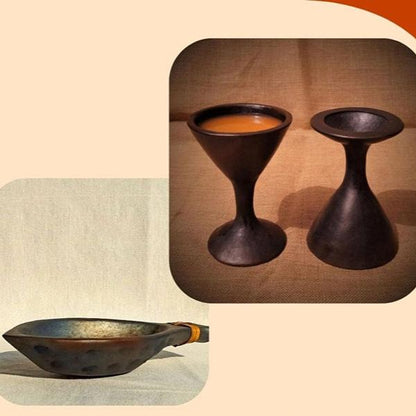 Longpi Black Pottery Wine Glasses and Snack Bowls Gift Set | Verified Sustainable by Brown Living™