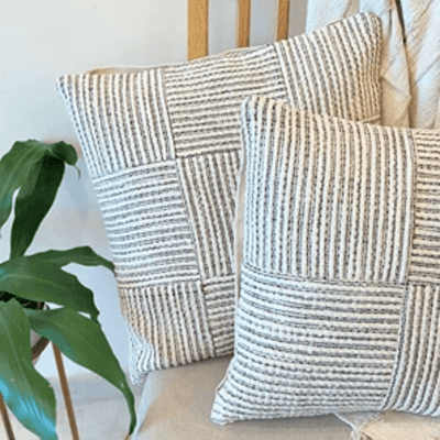 Loom Grid Cushion Cover Cotton Textured Decorative Cover – Covers & Inserts on Brown Living™. SKU: LGDSHPILOW. Img 6.