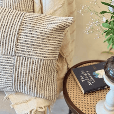 Loom Grid Cushion Cover Cotton Textured Decorative Cover – Covers & Inserts on Brown Living™. SKU: LGDSHPILOW. Img 5.