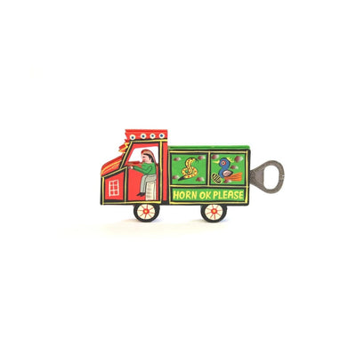 Lorry Bottle Opener With Fridge Magnet | Red & Green Metal – Art & Craft Supplies on Brown Living™. SKU: CD-HOM-BO-RED-LOR. Img 1.