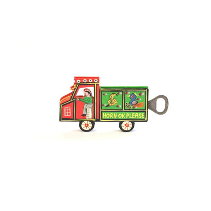 Lorry Bottle Opener With Fridge Magnet | Red & Green Metal – Art & Craft Supplies on Brown Living™. SKU: CD-HOM-BO-RED-LOR. Img 1.