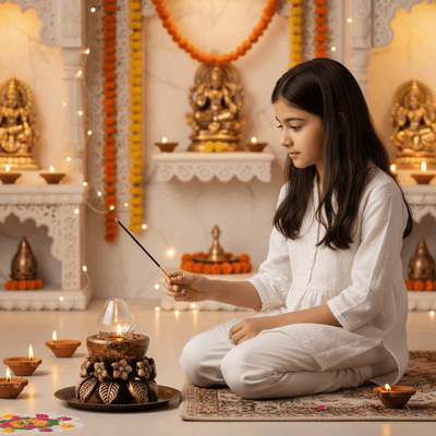 Lotus Akand Jyot – Traditional Festival Lighting – Home Decor on Brown Living™. SKU: D27. Img 2.