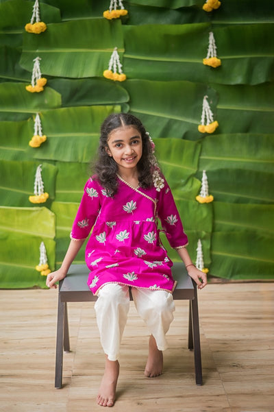 Lotus Bloom - Girls Ethnic Wear – Kids Ethnic Sets on Brown Living™. SKU: MITHEW - 037(P) - 1. Img 6.