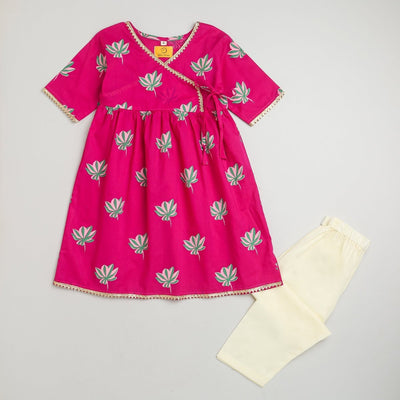 Lotus Bloom - Girls Ethnic Wear – Kids Ethnic Sets on Brown Living™. SKU: MITHEW - 037(P) - 1. Img 2.