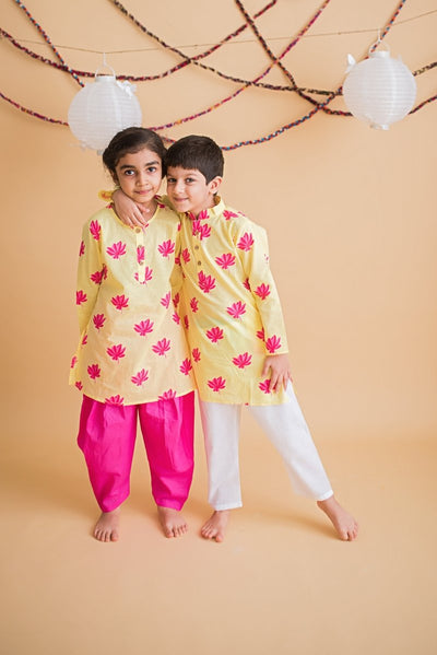 Lotus Bloom - Girls Ethnic wear – Kids Ethnic Sets on Brown Living™. SKU: MITHEW - 037(Y) - 1. Img 8.