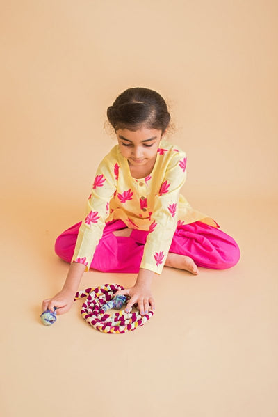 Lotus Bloom - Girls Ethnic wear – Kids Ethnic Sets on Brown Living™. SKU: MITHEW - 037(Y) - 1. Img 7.