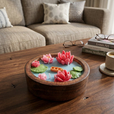 Lotus Pond Decorative Candle | Festive Home Décor Candle – Candles & Fragrances on Brown Living™. SKU: LUSH-0038_Blue_1789810894986_yb3wi. Img 2.