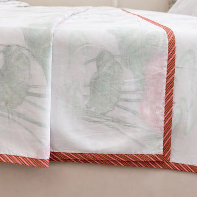 Lotus Print Cotton Dohar | Soft Summer Blanket – Bedding on Brown Living™. SKU: EE-LD-DD. Img 4.