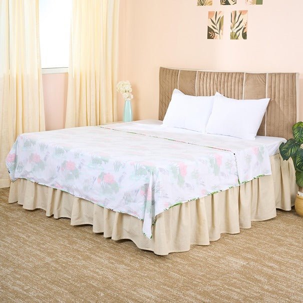 Lotus Print Cotton Dohar | Soft Summer Blanket – Bedding on Brown Living™. SKU: EE-LD-DD. Img 1.