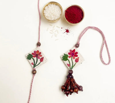 Lotus rakhi and Lumba - Set of 2 – Rakhi on Brown Living™. SKU: GRERA09. Img 1.