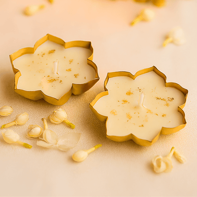 Lotus Urli Candle Set of 2 | Festive Diwali Home Decor – Candles & Fragrances on Brown Living™. SKU: LUSH_0003. Img 1.