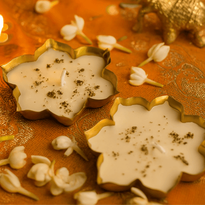 Lotus Urli Candle Set of 2 | Festive Diwali Home Decor – Candles & Fragrances on Brown Living™. SKU: LUSH_0003. Img 2.