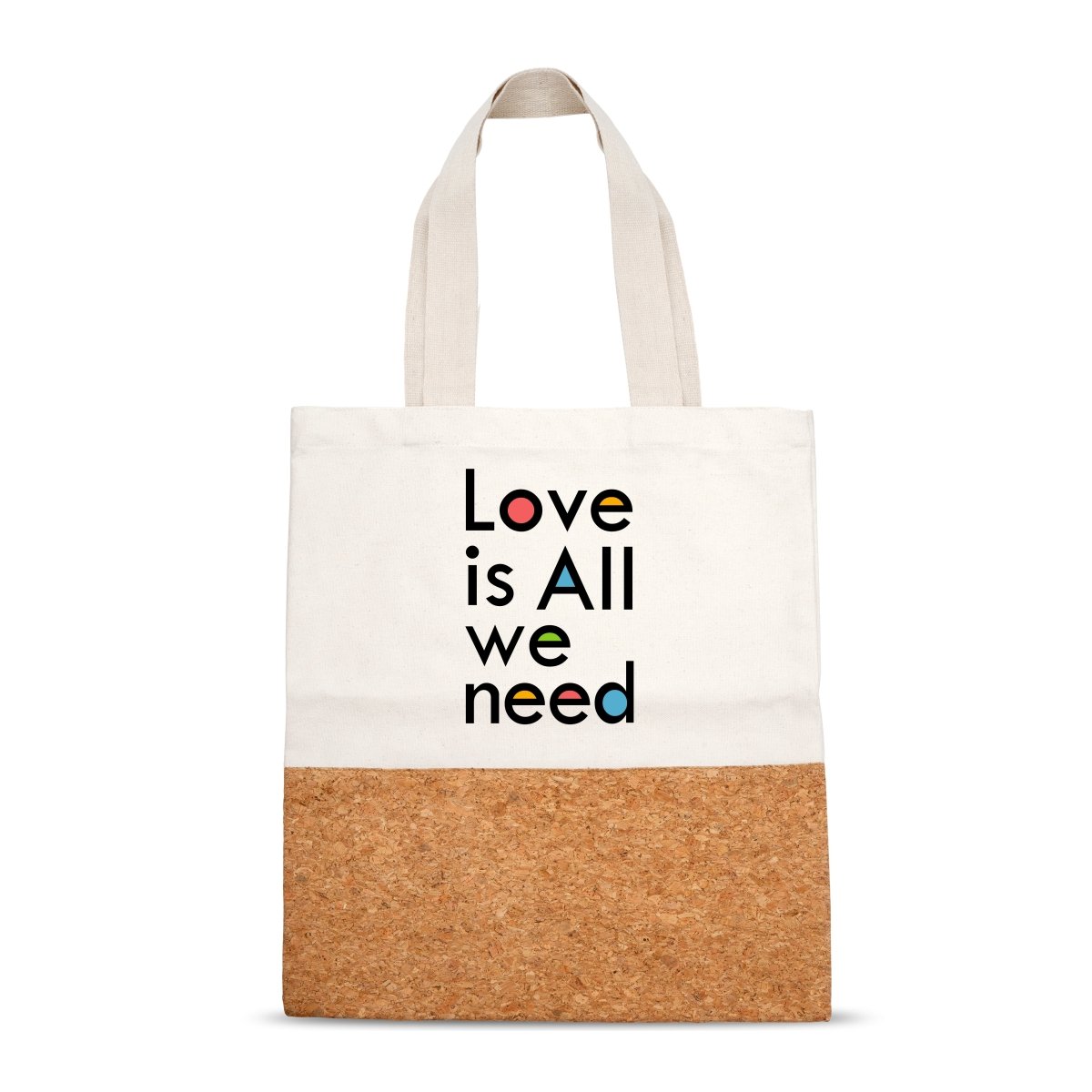 Love Is All We Need Cork And Canvas Tote Bag – Tote Bag by The Cork Studio available on Brown Living™. . SKU: TCS - 34. Img 1.