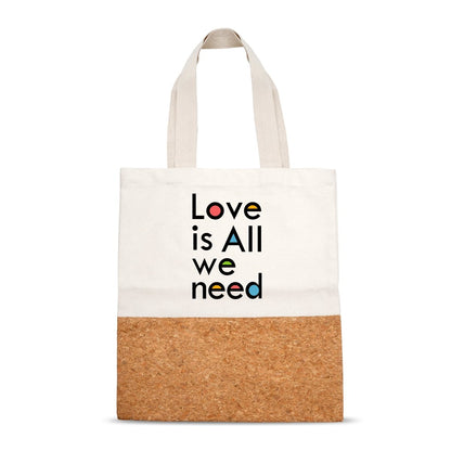 Love Is All We Need Cork And Canvas Tote Bag – Tote Bag by The Cork Studio available on Brown Living™. . SKU: TCS - 34. Img 1.