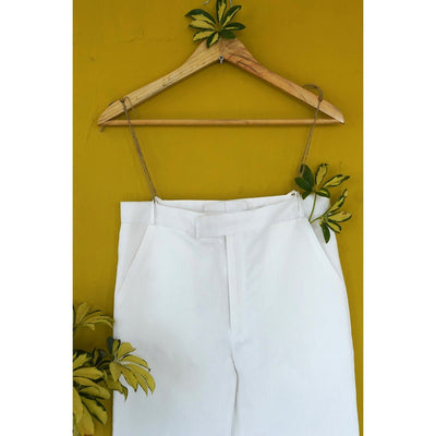 Luca Slim Fit Linen Trousers for Men | Basic Smart Casual Pants – Mens Trousers on Brown Living™. SKU: SG0100XSn. Img 3.