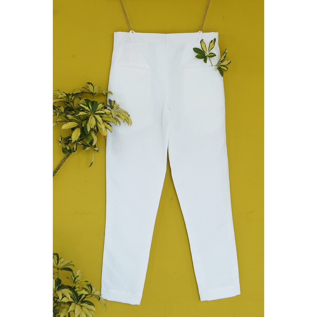 Luca Slim Fit Linen Trousers for Men | Basic Smart Casual Pants – Mens Trousers on Brown Living™. SKU: SG0100XSn. Img 5.