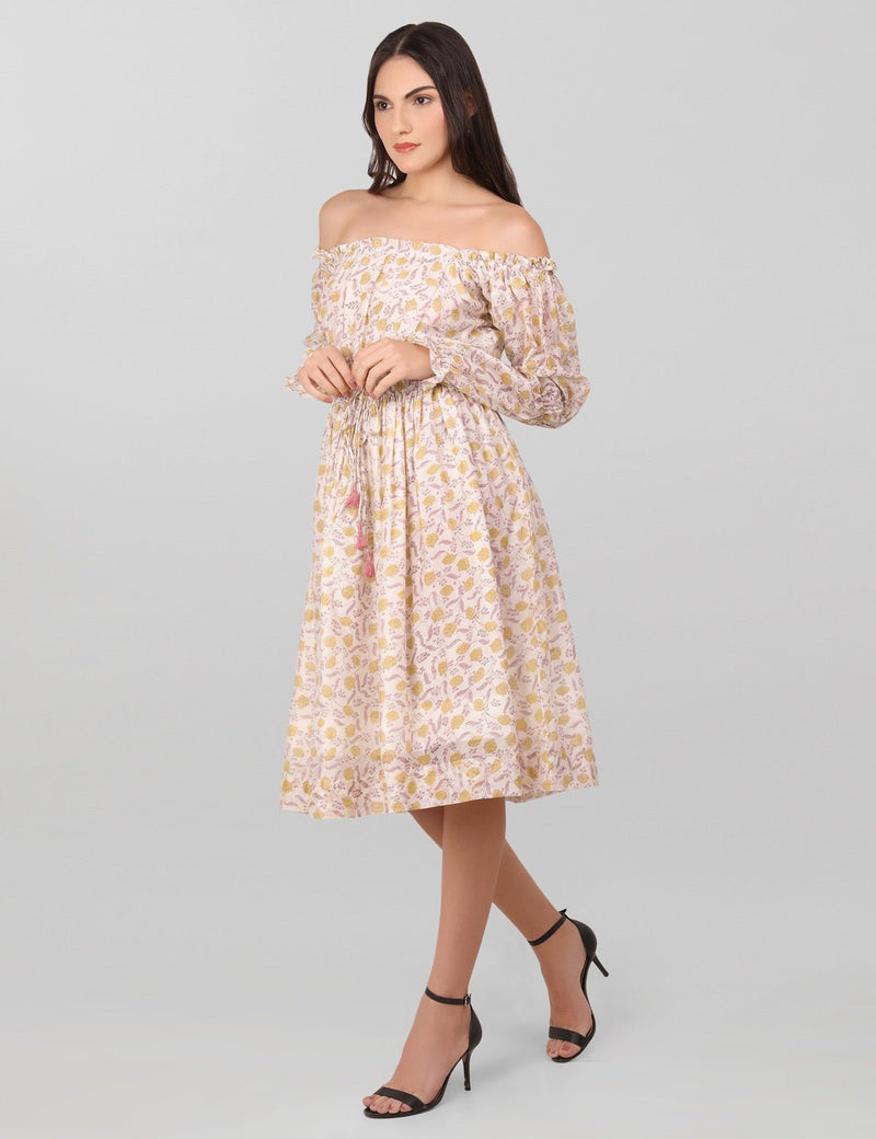 Lucy Handblock Print Cotton Chanderi Dress | Verified Sustainable Womens Dress on Brown Living™