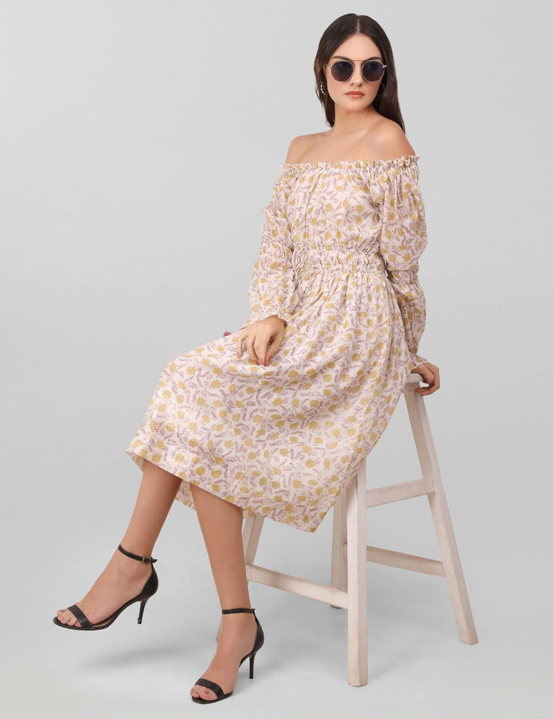 Lucy Handblock Print Cotton Chanderi Dress | Verified Sustainable Womens Dress on Brown Living™