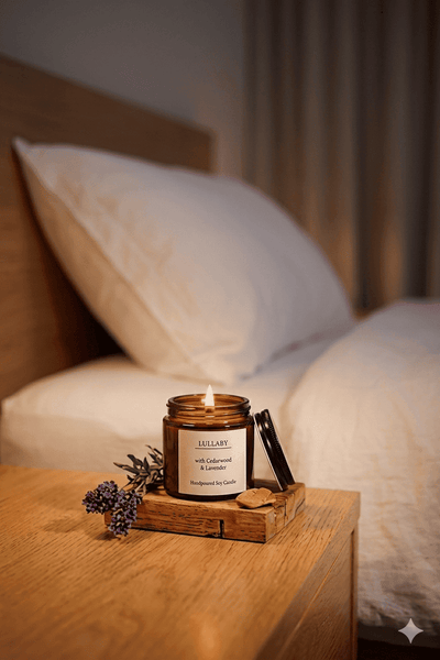 Lullaby Soy Candle - Lavender & Cedarwood for Sleep – Candles & Fragrances on Brown Living™. SKU: BGSC000004. Img 5.